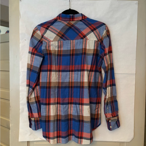 J.Crew Blue Red Plaid Button Down Shirt Boy style size 0 - Picture 3 of 6
